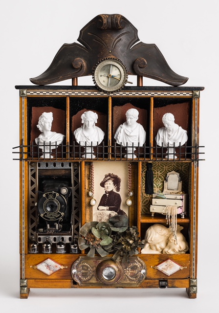 Title For Mrs. Margaret Packard, Rescued From a Flea Market Bin of Anonymity Medium assemblage/collage Size 18" x 11" x 5"