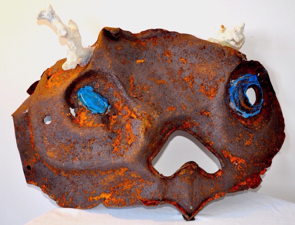 Early Antique Mortuary Mask | Mixed media | H 12" W 24" D 2"