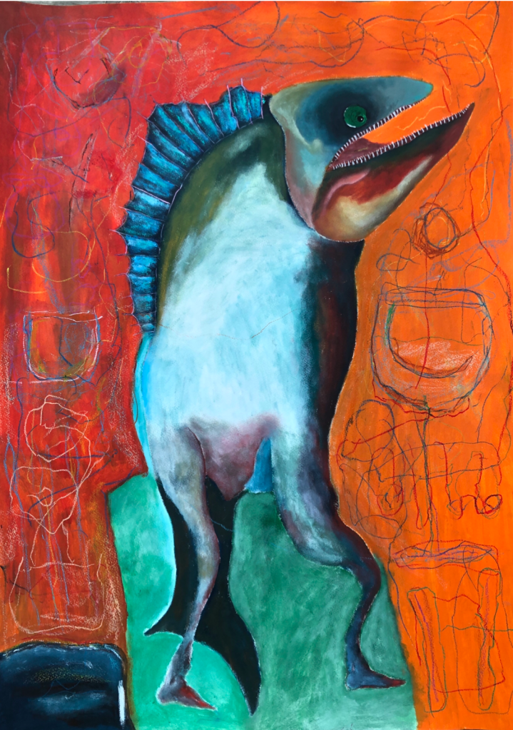  “Memory Bound” | Mixed media, Acrylic and crayons on paper | 70x100