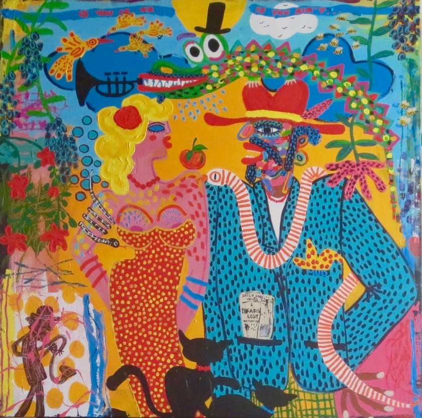  PARADISE LOST Medium Mixed media painting on canvas. Size 48''- 48''