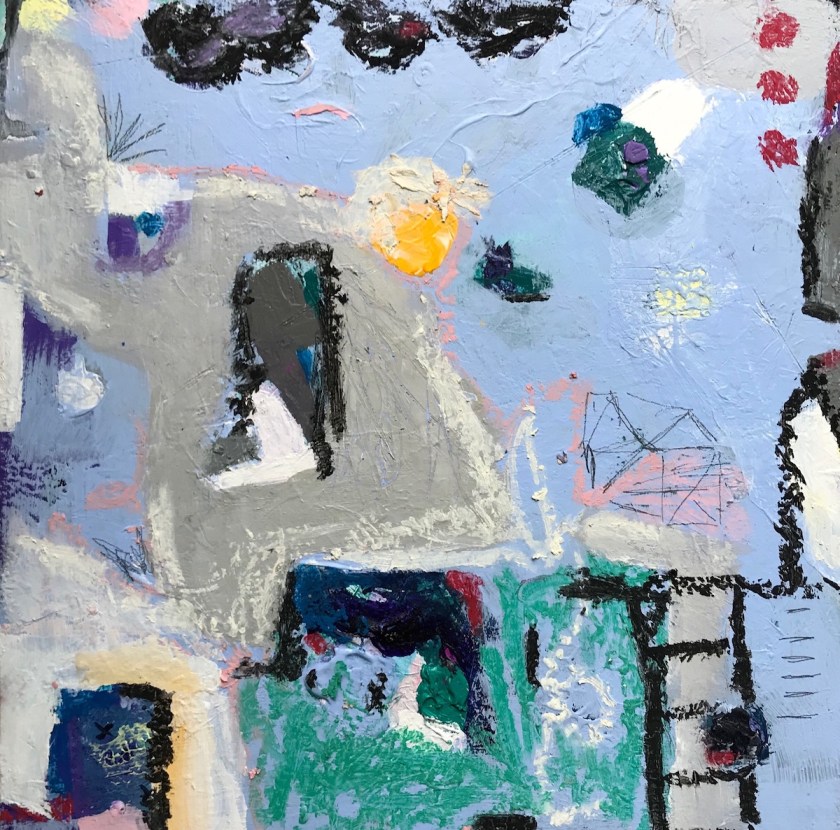  In the Treehouse | Acrylic and mixed media on panel | 12x12