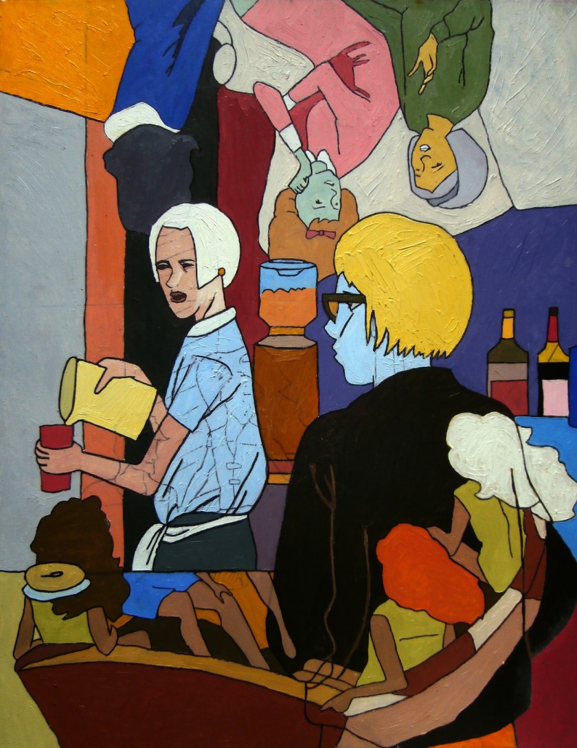 Some lady left without her bagel. Do you want it? Medium oil on canvas Size 70cmx80cm