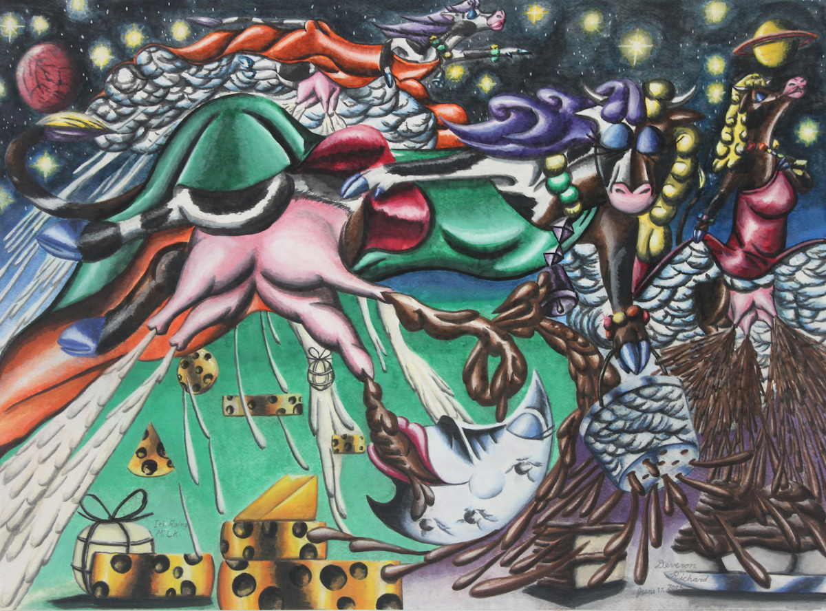 It's Raining Milk Medium watercolor on paper Size 28.75in X 20.875in