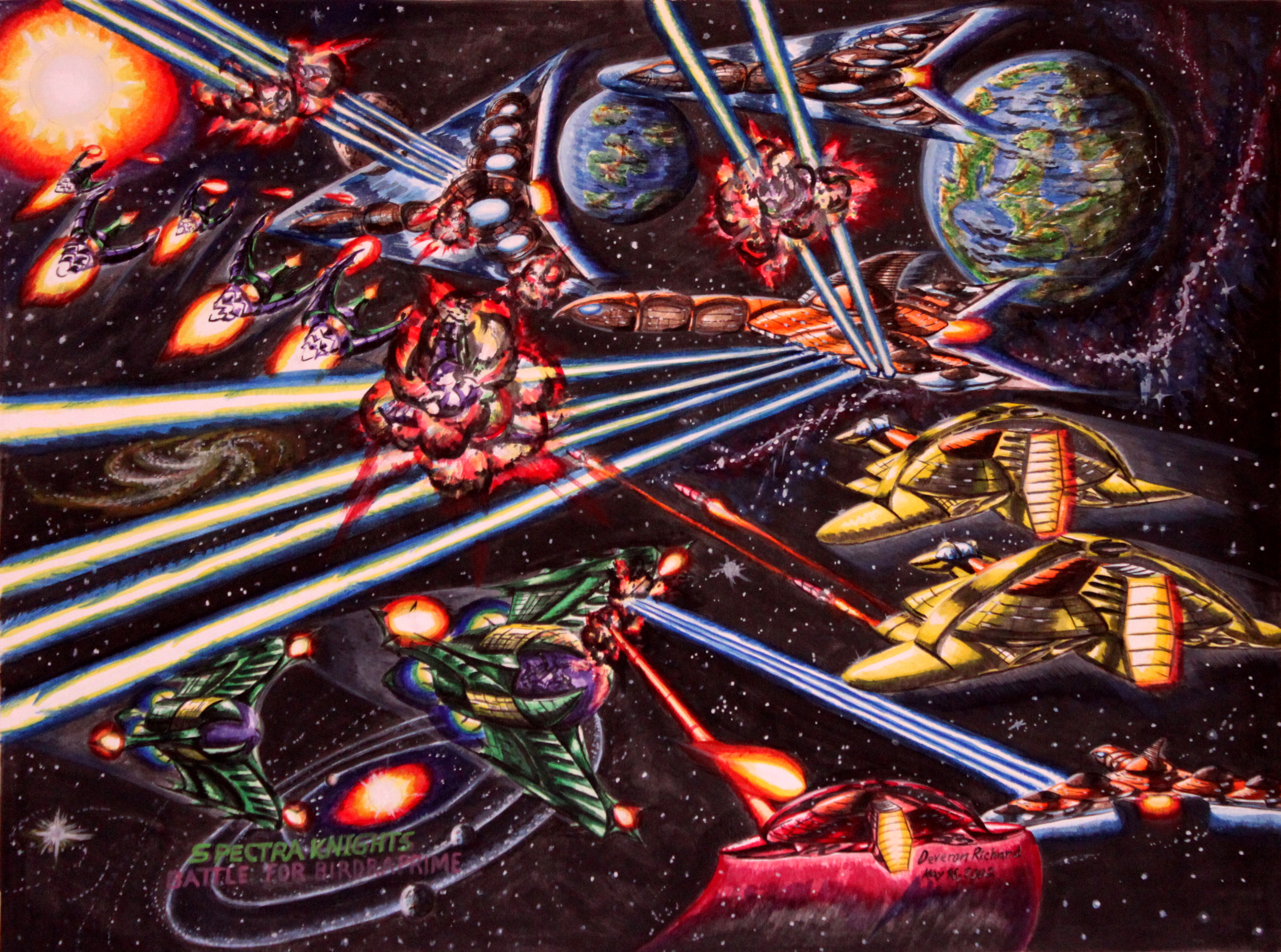 Spectra Knights : Battle for Birdraprime Medium watercolor on paper Size 19in X 25.5in