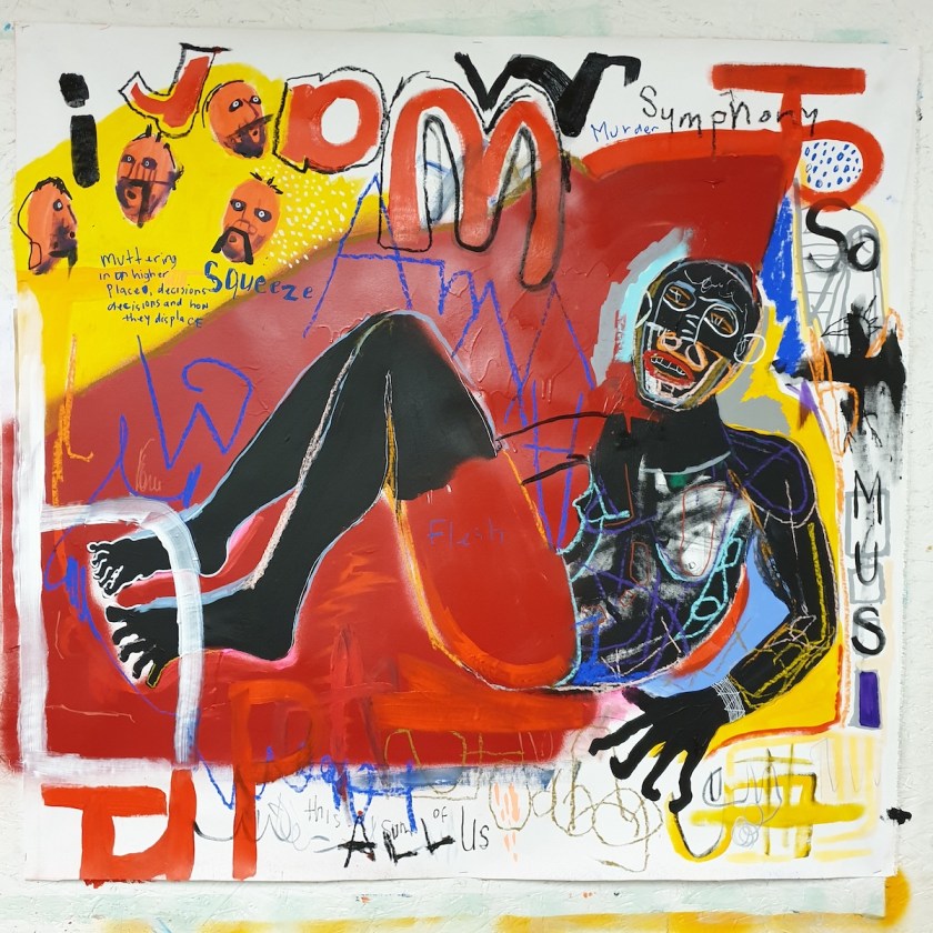  "The symphony of economics " Medium Acrylic, pastel, charcoal Size 95cm x 95cm