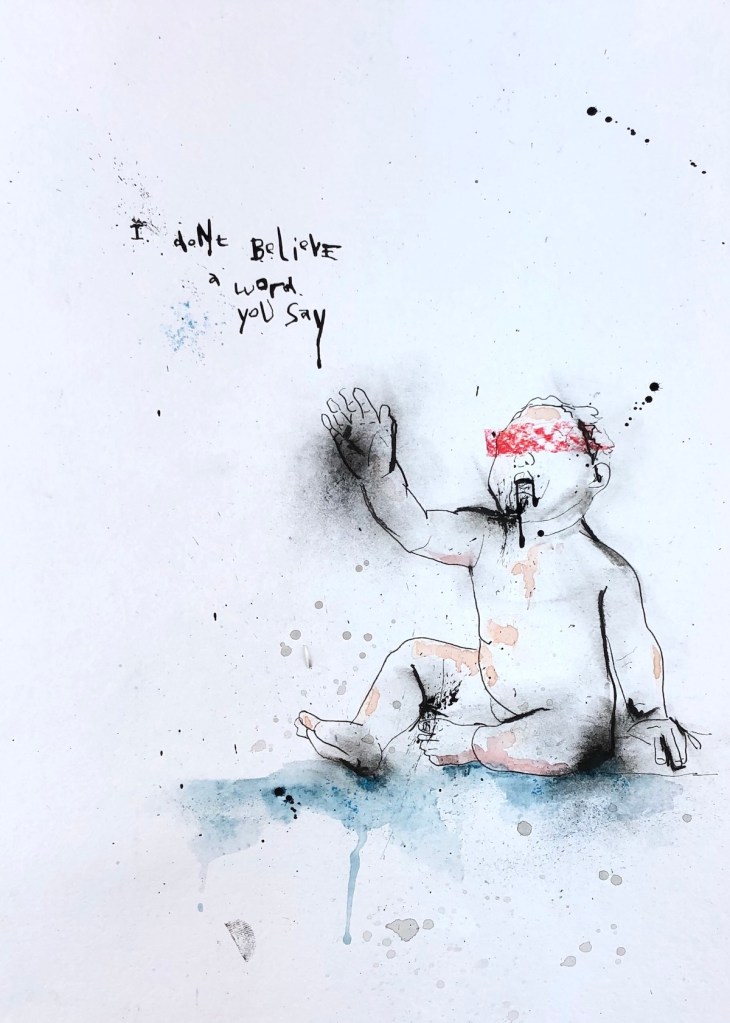  Lies Medium Mixed media on paper Size 21.0cm x 29.7cm