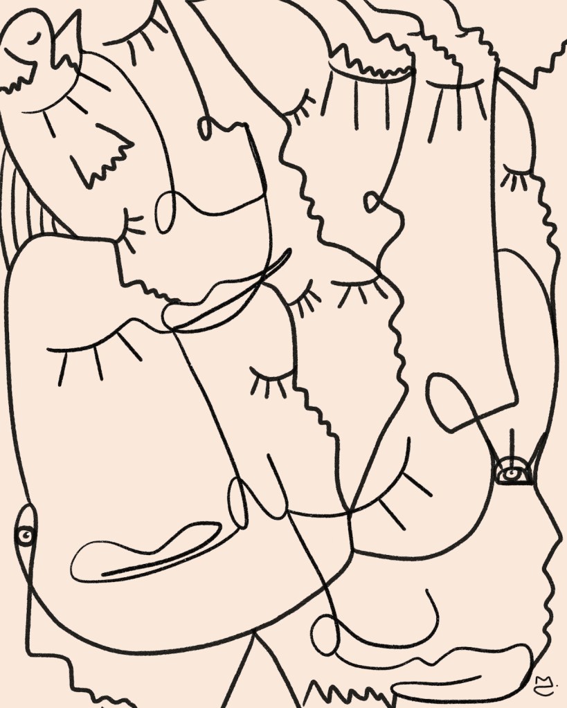 A Face In The Crowd | Hand Drawn Digital Art | 16" x 20"