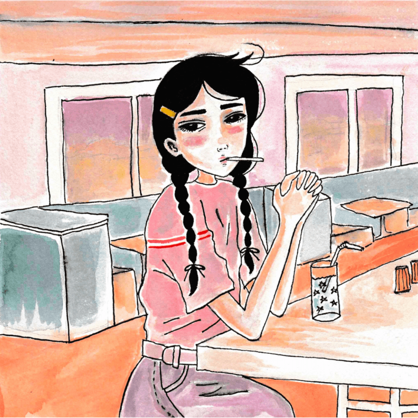  Galaxy Diner Medium Mixed Media on Paper Size 8 x 8”