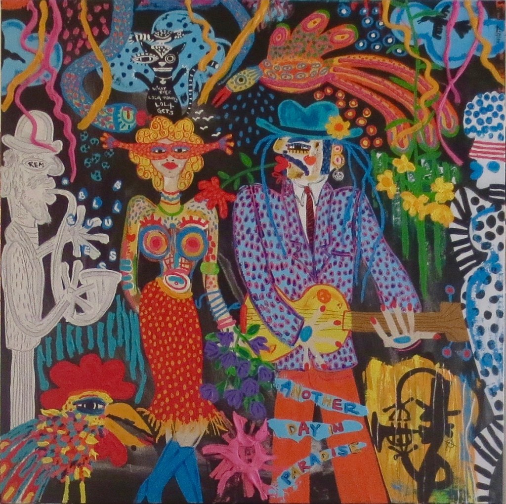  GOODBYE JOE Medium Mixed media painting on canvas. Size 48''- 48''