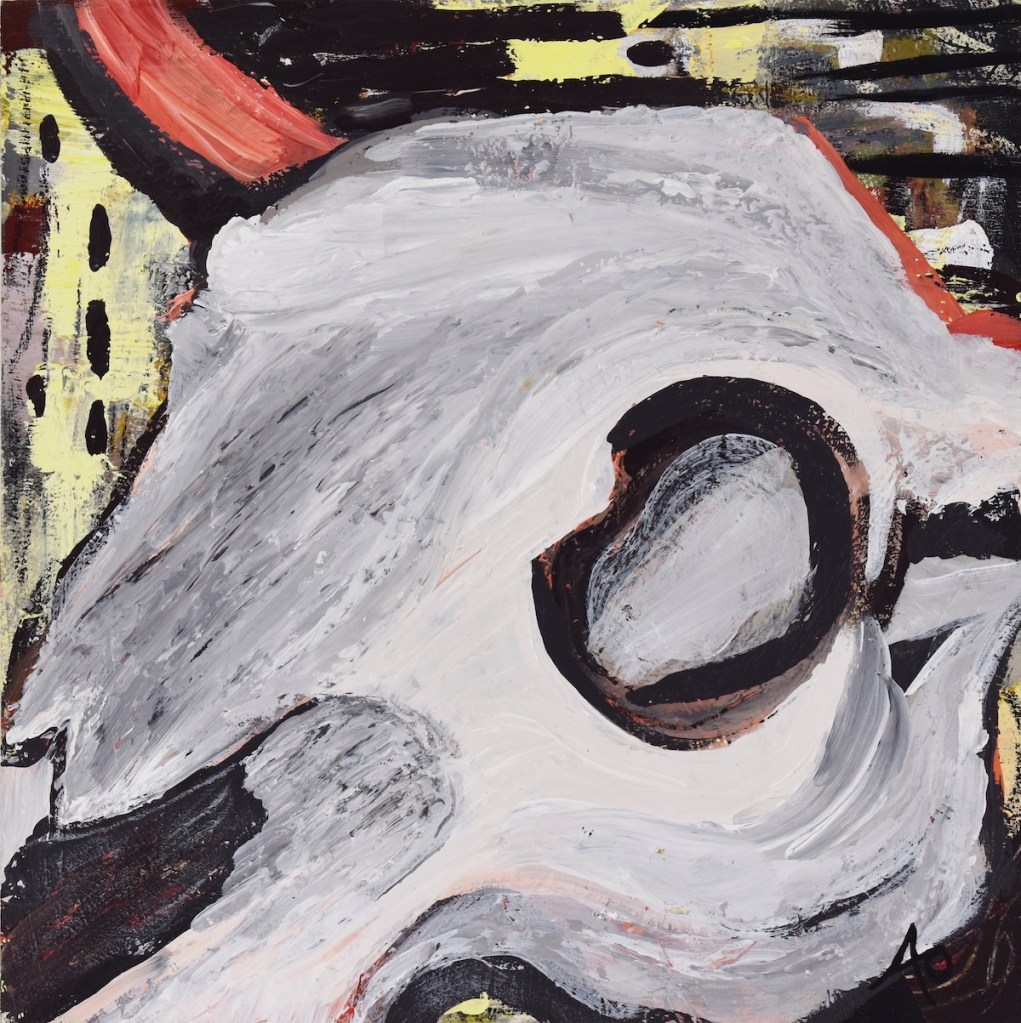  Cow Skull #1 Medium Acrylic on wood Size 12 in X 12 in