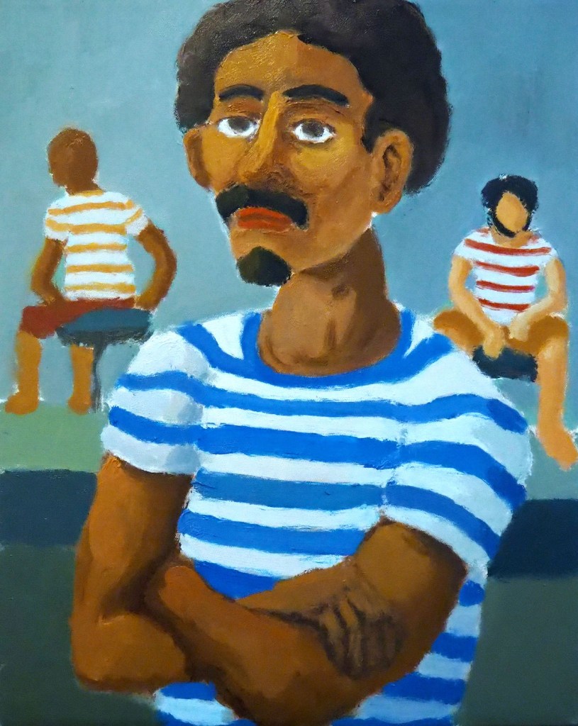  "Man in a Striped Shirt" | Acrylic and Oil on Canvas | 20x16 inches