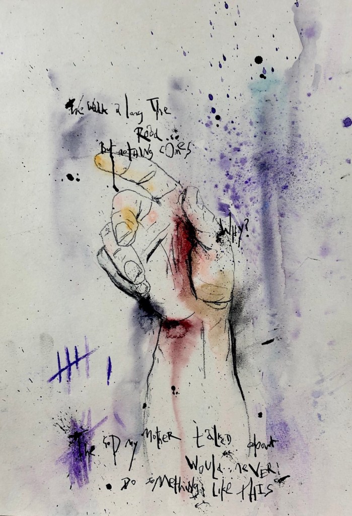  Nothing comes Medium Mixed media on tan paper Size 21.0cm x 29.7cm