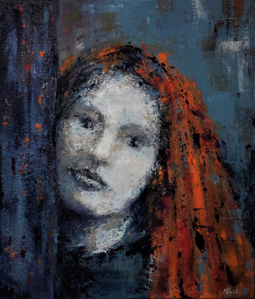  The girl in the light of the moon | Acrylic on canvas pallet knife | 60x70 cm